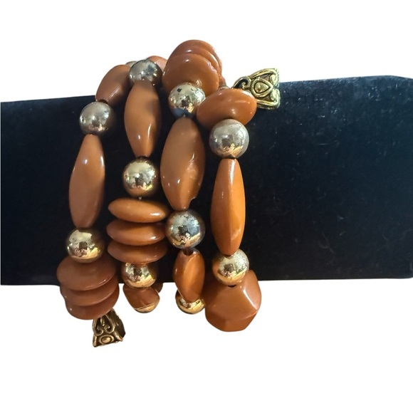 Brown and Gold Beaded Bracelets Jewelry - Picture 6 of 8